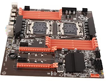 Carte Mère de Bureau à Double Prise X99, Carte Mère CPU LGA 2011-3 pour Simulateur de Jeu D'ordinateur de Studio E5CPU (DDR4 3000/2666/2400/2133 MHz, PCI-E,SATA3.0,USB 3.0,USB 2.0,RJ45,PS / 2,CR2023)