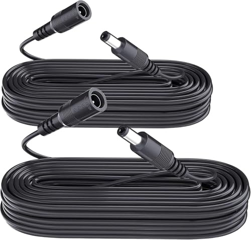 ANLINK 2 Pack 6M 20ft DC Power Extension Cable, Premium Pure Copper DC 12V Power Adapter Extension Cord 5.5mm x 2.1mm for CCTV Security Camera/Router/LED Strip Light/Printer/Monitor and More-Black