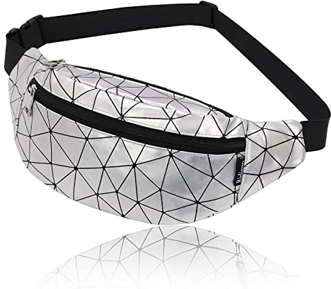 Gürteltasche Damen Bauchtasche Mode Hüfttasche Wasserdicht PU Leder Mädchen Umhängetaschen Handytasche Tasche Outdoor Sport Running Hüfttasche Urlaub Geld Pouch Pack Silber