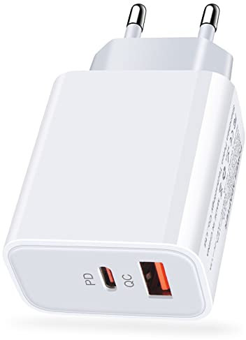 USB C Ladegerät 20W, 2Port PD&QC3.0 Typ C Handy Ladegerät Netzteil Stecker für Samsung Galaxy A17 A16 A06 A55 A56 A36 A15 A25 A35 A54 A53 S25 S24 S23 S22 S22 S21 S20 Schnellladegerät USB C Ladestecker