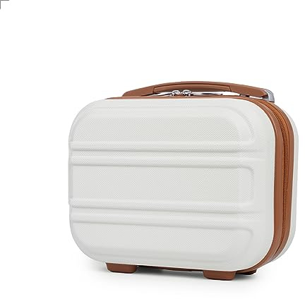 KONO Kosmetikkoffer Hartschale Klein Beautycase Damen Handgepäck, 28x21x15cm (Cremeweiß)