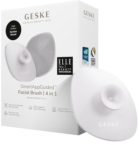GESKE | Spazzola per il viso SmartAppGuided™ 4 in 1 | Spazzola per la pulizia del viso | Spazzola morbida in silicone | Pulizia del viso professionale | Pulizia della pelle