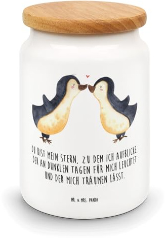 Mr. & Mrs. Panda Dose Pinguin Liebe - Geschenk, Vorratsbehälter, Kaffeedose, Keksdose, Geschenkidee, Verlobung, Vertraut, zuckerdose, Freundin, Verliebt, leckerlidose