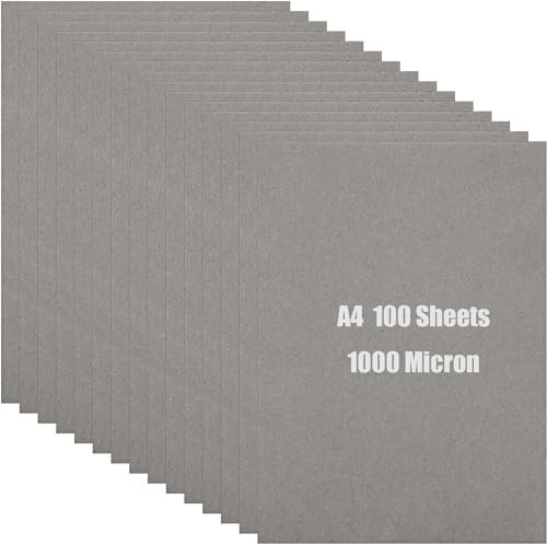 YAYODS A4 Greyboard 100 Sheets, Mount Board A4 Cardboard Sheets Chipboard Backing Board, Thick 1000 Micron Cardboard for Model Making