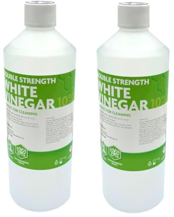 Hexeal Double Strength White Vinegar 2L – 2 x 1L Bottles of 10% Strong Cleaning Vinegar for Sanitising & Cleaning – Suitable for Use in the Garden – Deodorises & Removes Grime