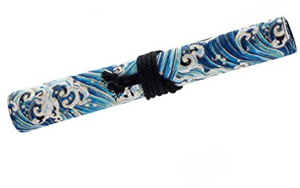 VILLFUL 20 Big Capacity Pencil Case Stationery Holder Canvas Holder Travel Pencil Case Canvas Brush Roll Artist Paint Brush Holder Roll up Drawing Pen Pouch Blue Paint Brush Rollup Artist Brush Holder