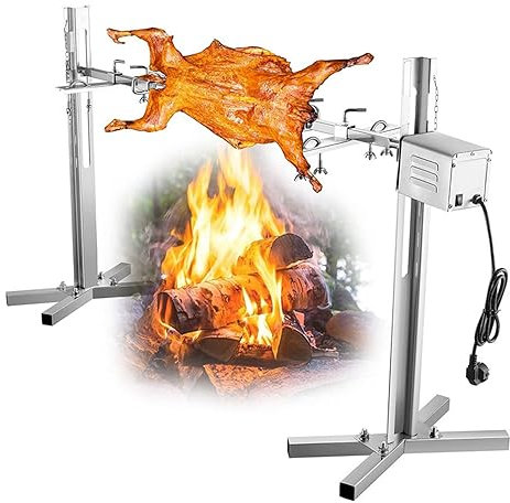 Miuxe Trípode Eléctrico Rotisserie Cerdo Asado Barbacoa Grande De Acero Inoxidable Picnic Parrilla Asador Portátil Resistente Máquina Varilla Carbón Leña Kit Barbacoa Rotatorio Pollo Carne Operado