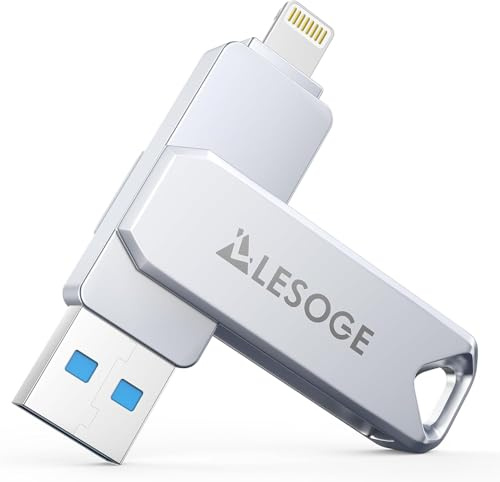 LESOGE MFi Zertifizierter USB Stick 128GB für iPhone,3 in 1 USB Speicherstick USB 3.0 USB-Flash-Laufwerk, Externer Speichererweiterung Fotostick,USB C Stick für iPhone/iPad/Android/PC/Mac