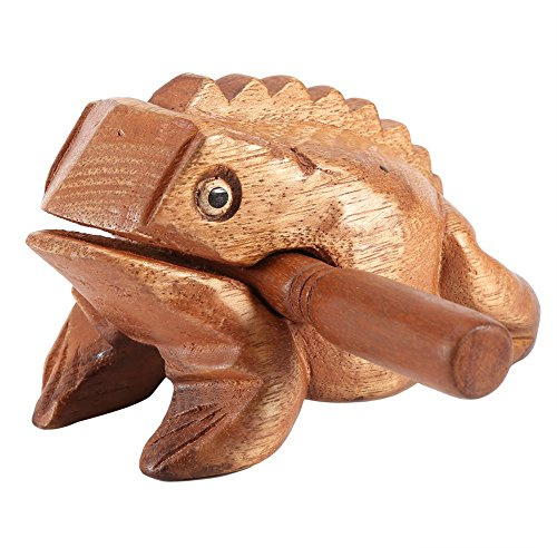Holzfrosch, Feng Shui, Glücksfrosch, Holzfrosch, Guiro-Raspel, Musikinstrument, Klangblock, Heimbüro, Dekor (XL: 11 cm)