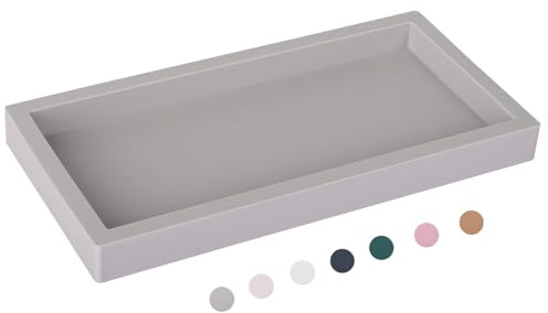 Silikon-Badezimmer-Tablett, Seifen-Halter, Waschbecken-Organizer, Hellgrau | Klein, verdicktes Silikon, leicht zu reinigen, wasserdicht, rutschfest, für Arbeitsplatte, Küche, Schlafzimmer, Kommode