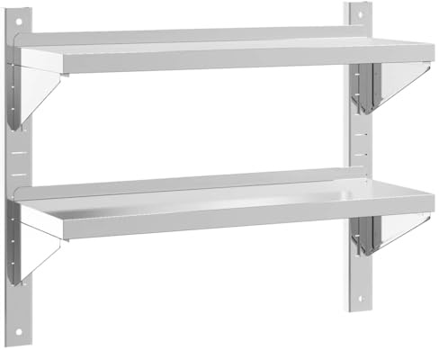 vidaXL Vägghyllor 2 nivåer 75x23,5x60 cm silver rostfritt stål