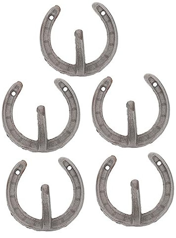 BCOATH 5stücke Teiliges Gusseisen Wandhaken Pferdehufeisen Retro Stil Robuster Wandkleiderhaken Für Mäntel Schlüssel Handtücher Vielseitiger Aufbewahrungshaken Für Flur Küche Wohnzimmer
