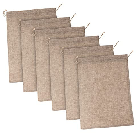 VILLFUL 6pezzi Sacchetti Di Lino Con Coulisse Borse Naturali Traspiranti Per Verdure e Patate Sacchetti Riutilizzabili in Burlap Facili Da Pulire Per Conservazione Ortaggi