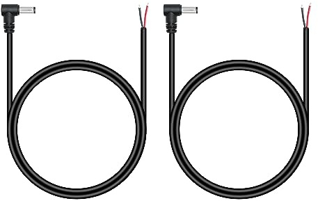 DC 5.5mm x 2.1mm Male Plug Power Pigtail Wire 1M/3FT,18AWG 90 Degree Right Angle DC5521 Male Plug Jack to 2 Pin Bare Wire Open End Power Cable,for DC Power Supply Cable Repair Replacement(2Pcs)