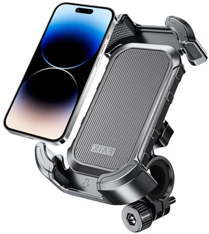 Azonelife Soporte Movil Moto con Rotación de 360°, Adaptador de Manillar Universal, Resistente a Vibraciones y con Cierre Seguro, Soporte Teléfono Bicicleta Adecuado para Teléfonos de 4.7-6.8