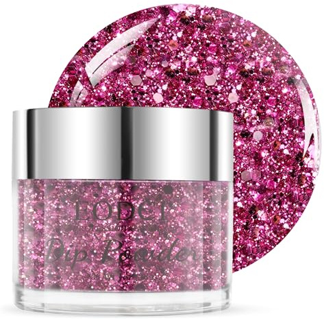 EODCI Dipping Powder 28g, Rose Sequins Tauchpulver für Nailart Starter, Maniküre DIY Heimsalon Lang Anhaltendes Winter Dip Nagelpulver Design, Keine Nagellampe Erforderlich