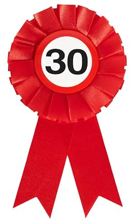 Tiwoca Geschenk 30. Geburtstag – rot-weißer Anstecker Verkehrszeichen | 1 Anstecker, Maße 14,5 x 8 x 1,5 cm, Kunststoff und Metall, Befestigung durch Sicherheitsnadel