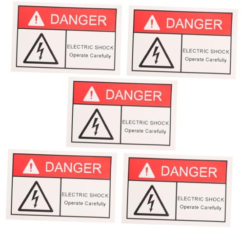 SOLUSTRE 5pcs Electricity Warning Label Adhesive Sticker for Industrial Safety Use Electric Shock Signs for Electrical Panel