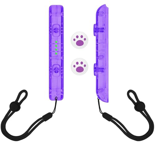 DLseego Dragonne Joycon Compatible avec Switch,1 Paire Switch Gamepad Bracelet avec Verrouillage Automatique et Serrage Réglable, Transparente avec 2 Capuchon de Joystick,