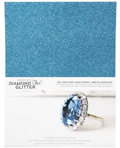 Glitter Cardstock 8.5 x 11 - Shed-Free Sparkly Craft Paper for Scrapbooks, Card Making, DIY Art Projects - 20 Sheets, 85lb Heavyweight, 230 GSM, Turquoise