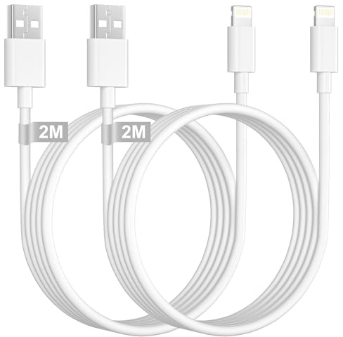 Cable iPhone 2M 2Pack, [MFi Certificado] Cablo iPhone Carga Rapida 2 metros | Cable Cargador iPhone cable USB A Lightning iPhone Charger cable para Apple 14/13/12/11/XR/XS/X/8/7/6/5/SE, iPad, AirPods