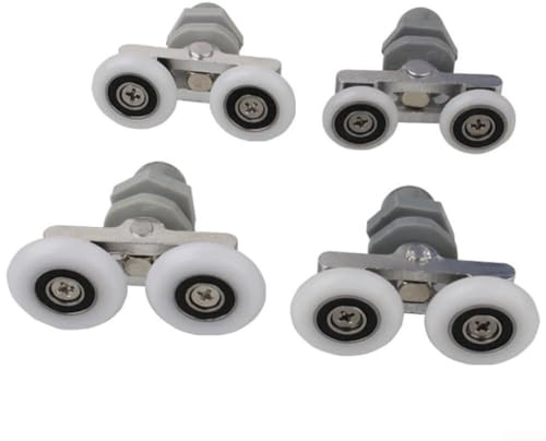 Lot de 4 roulettes doubles pour porte de douche, coulissantes silencieuses, construction (19 mm)