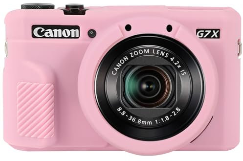 Elonbo for Canon PowerShot G7 X Mark II Digital Camera Silicone Case, G7 X Mark ii Camera Soft Rubber Protective Case, G7 X Mark 2 Soft Skin with Detachable Lens Cover, Pink