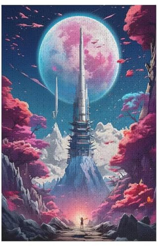 Fantasie-Mondlichtbaum 1000 Teile Puzzles, Wood Craft, Hochwertiges Modernes Puzzle, DIY, Für Erwachsene Und Kinder Ab 12 Jahren, （78×53cm）
