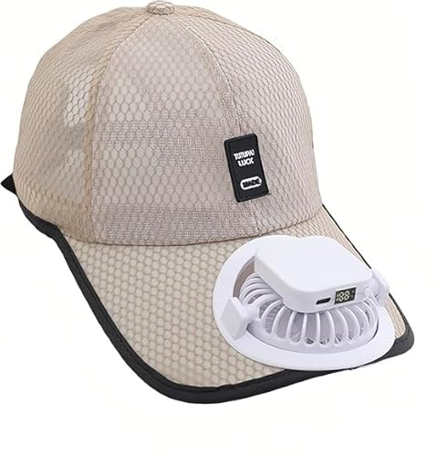 Unisex Baseball Cap with Built-in Fan, Breathable Mesh Sun Protection Peaked Cap, Solar Powered/USB Charging Fan Hat, Adjustable Lightweight Outdoor Beach Sports Visor Cap