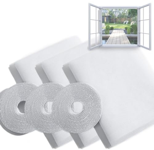SHSMPXOY Mosquiteras para Ventanas 130 x 150cm Mosquitera para Ventana Autoadhesiva contra Red Anti -Insectos y Moscas Recortable al Tamaño Deseado Cortada a Medida sin taladrar ni atornillar(Blanco)