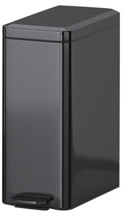 Pattumiera da Cucina in Acciaio Inox da 10 l con Pedale, Secchio Interno Rimovibile, pattumiera Sottile con Coperchio per Camera da Letto, Bagno, Soggiorno, Argento, 14 x 30,3 x 37,3 cm (Noir Brillan