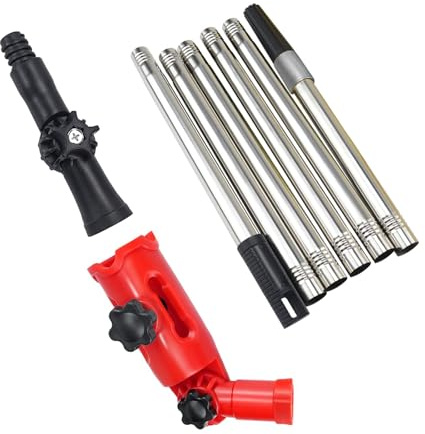 Herramienta de limpieza de canalones resistente con 2 adaptadores ajustables de 1,7 m de largo, adecuado para canalones de techo, hojas, extracción de escombros, adaptador de limpiador de canalones