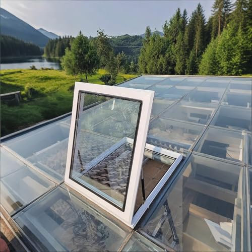 Fenêtre de toit personnalisable – Couvercle de trappe de grenier en verre trempé pour toits inclinés/plats, solution d'éclairage du jour manuelle pour vérandas et sous-sols, couvertures de puits