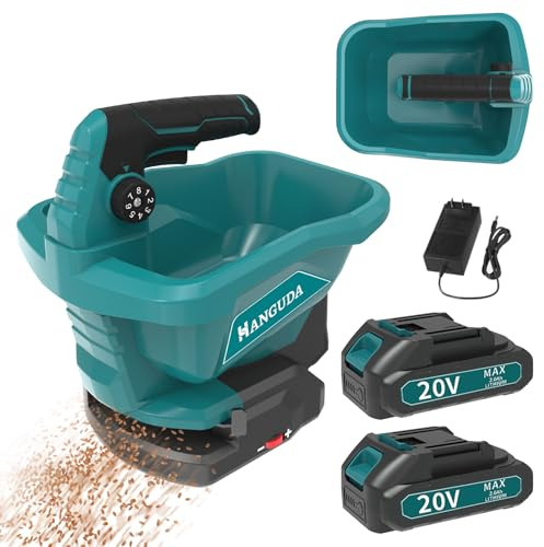 20V Electric Seed Spreaders for Lawns with 6-Speed Adjust & 8 Planting Settings - Cordless Grass Seed Spreader for Lawn for Fertilizer,Grass Seed, Ice Melt -All-Season Fertilizer Spreader