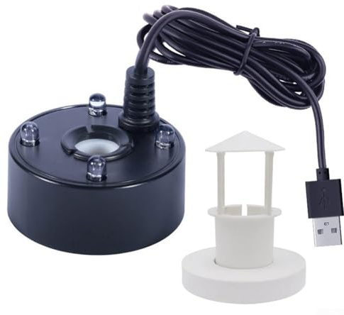 Vootnifig Creative LED Mist Maker Fogger Air Humidifier Nebulizer for Water Fountain Pond, Halloween Party Supplies, Aquarium Decor, 300ml/h(Black)