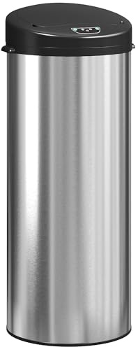 HOMCOM Cubo de Basura Cocina Automático 55 L, Papelera de Cocina de Acero Inoxidable con Sensor Infrarrojo, Cierre Suave y Anillo, Antihuellas, para Dormitorio, Oficina y Hogar, Plateado