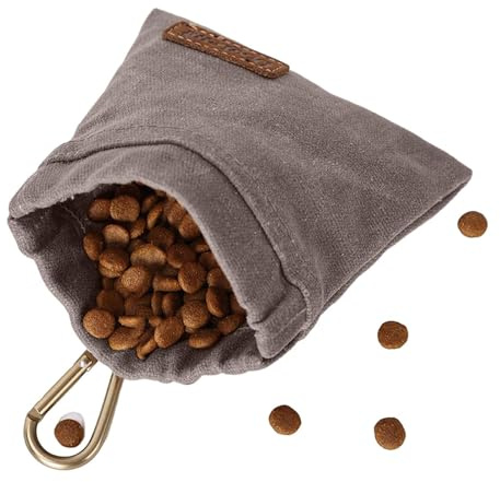 Godis-väska för hundar – karbinhake träningsväska, elastiskt krympband för hundgodis, leksaker, torrfoder | praktisk hundträningsväska för promenader, undervisning och belöning, grå, Siehe