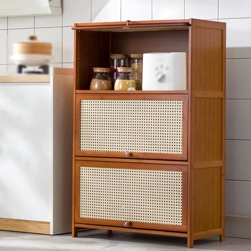 Mensola angolare sottile da cucina, pieghevole, in legno, traspirante, con copertura resistente alla luce, ideale per spezie, padelle e pentole (60 x 33 x 106 cm)
