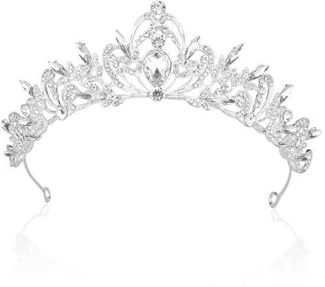POPAPIE Couronne Princesse,Tiare de Cristal pour Filles,Diadème de Princesse en Cristal,Tiara Cristaux de Couronne,Diademe Femme Pour Anniversaire Mariage Halloween Fête de Noël
