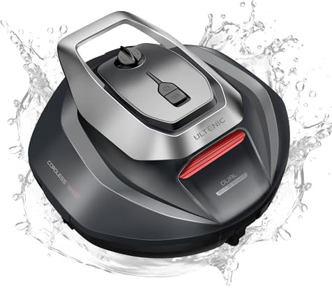 Ultenic Robot Limpiafondos Piscina, 90Min, 80m², Recogida sin Poste, Estacionamiento Automático, Aspirador Piscina Fondos sin Cable con 2 Motores, 5200mAh, para Piscina Elevada y Enterrada