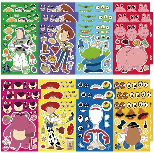 24 Stück Story DIY Aufklebergeschenk Set, Story Sticker Make a Face Aufkleber, Kleine DIY Make a Face Aufkleber für Geburtstag Party Deko,Wasserdichte Süße Cartoon Mini Sticker für Scrapbooking