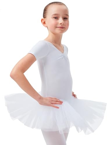 tanzmuster ® Ballettkleid Mädchen Tutu - Nele - aus Baumwolle mit Glitzersteinen, Ballettkleidung fürs Kinder Ballett