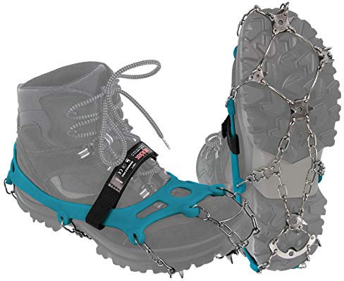 ALPIDEX Grödel Steigeisen für Bergschuhe mit Edelstahlspikes 21 Zähne Schuhkrallen Schuhspikes Crampons Klettern Bergsteigen Trail Running Winter Outdoor, Größe:M, Farbe:Blue