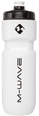 M-Wave PBO 750 Trinkflasche, Sportflasche, Fahrradflasche, Getränkeflasche, 750ml, großes Mundstück, Griffmulden, Kunststoff, weiß