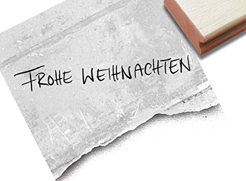Stempel Weihnachtsstempel FROHE WEIHNACHTEN in Handschrift - Textstempel zum Weihnachtsfest, Karten Geschenkanhänger Weihnachtsdeko - zAcheR-fineT