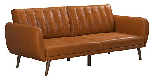 Novogratz Brittany Schlafsofa, Kunstleder Kamelbraun