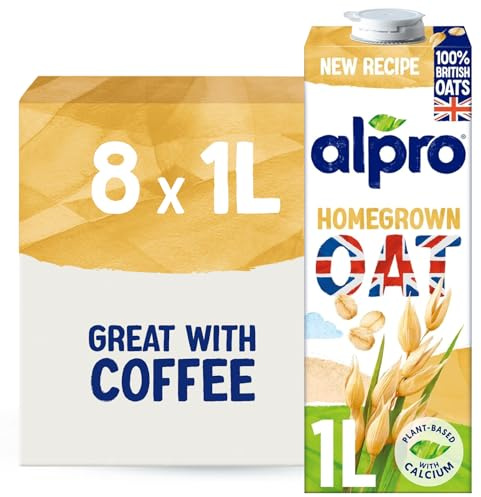 Alpro Oat Drink - 100% British Oats - Plant-Based Long Life Dairy Free & Lactose Free Milk Alternative - 1L (Pack of 8)