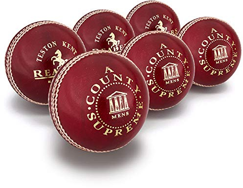 Readers County Supreme - Pelota de críquet de 5.5 onzas, Color Rojo, para Hombre (Caja de 6)