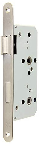 FELGNER Serratura infilare per bagno WC stanza | Scatola serratura in lamiera zincata | Piastra di chiusura in acciaio inox | Misura della mandata 55mm | Distanza 72mm