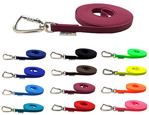 Schleppleine Biothane Hundeleine große Hunde 1m / 2m / 3m / 5m / 10m / 15m Sicherheitshaken (7m MIT Handschlaufe, Bordeaux)
